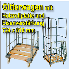 Gitterwagen mit Holzrollplatte