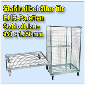 Gitterwagen-Stahlrollbehaelter fuer EUR-Paletten